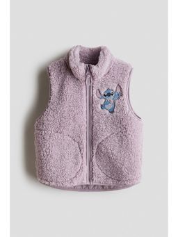 H&M - Girls Multi Color Motif-Detail Teddy Gilet Jacket