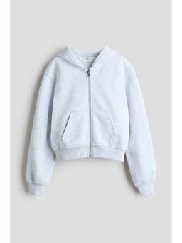 H&M - Girls Grey Zip-Through Brushed-Inside Hoodie