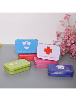Voncasa - Tin Pill Box Set of 6 Non-BPA Food Grade Plastic
