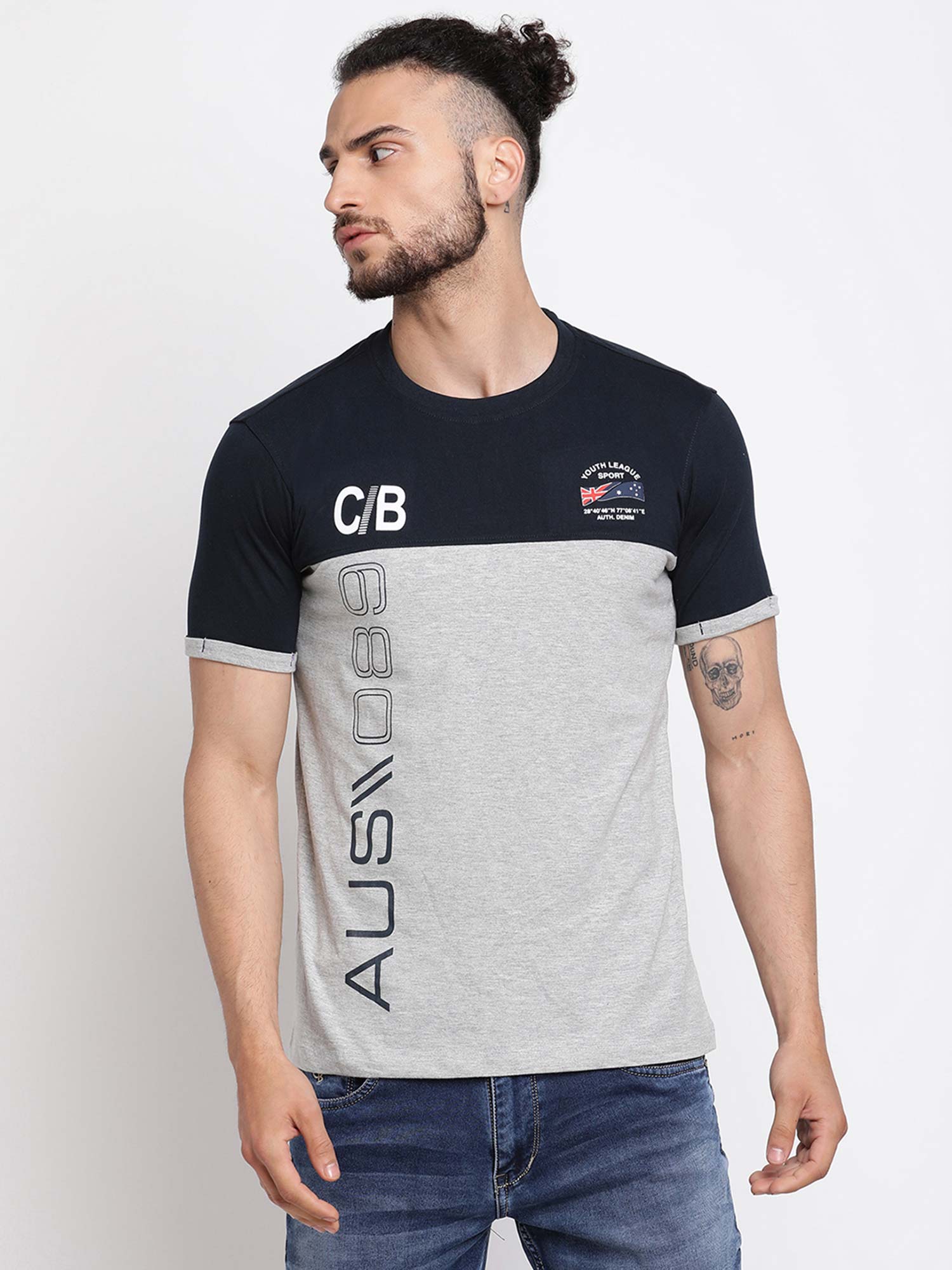 Navy Short Sleeves Round Neck T-Shirt 