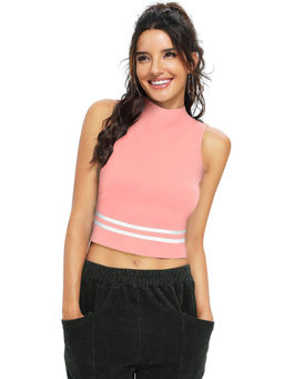 Odette - Peach Knit Fabric Crop Top for Women