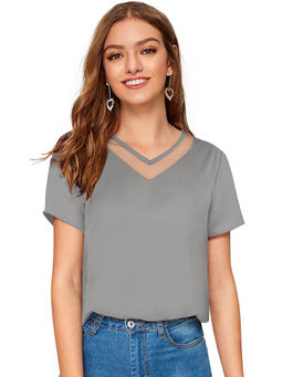 Odette - Grey Knit Fabric Top for Women