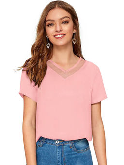 Odette - Peach Knit Fabric Top for Women