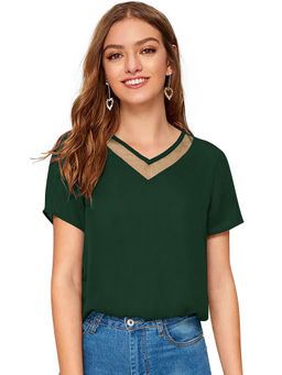 Odette - Green Knit Fabric Top for Women