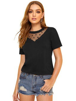 Odette - Black Knit Fabric Top for Women