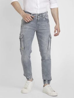 Spykar - Men Grey Cotton Comfort Fit Clean Look High Rise Jeans - (Trooper)