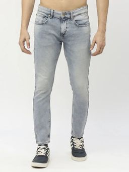 Spykar - Men Light Blue Slim Fit Mid Rise Stretchable Jeans (Kano)