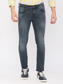 Spykar - Men Dark Blue Cotton Slim Fit Clean Look Mid Rise Jeans (Kano)