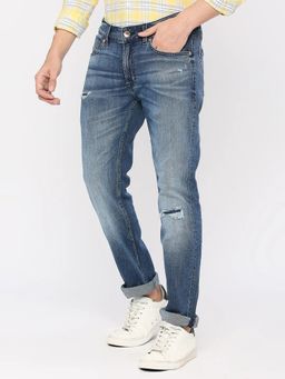 Spykar - Men Mid Blue Cotton Regular Fit Mid Rise Limited Edition Jeans (Rover)