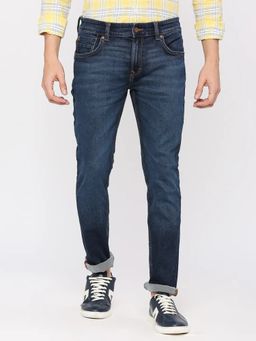 Spykar - Men Mid Blue Cotton Regular Fit Clean Look Mid Rise Jeans (Rover)
