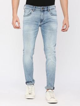 Spykar - Men Light Blue Cotton Regular Fit Clean Look Mid Rise Jeans (Rover)