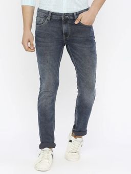 Spykar - Men Indigo Blue Cotton Stretch Slim Fit Clean Look Low Rise Jeans