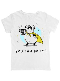 THREADCURRY - You Can Do It Girls Graphic Printed T-Shirt - White