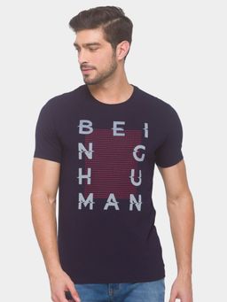 Being Human - Men Printed Navy Blue T-Shirt