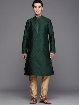 Manyavar - Green Full Sleeves Kurta with Pencil Pajama (Set of 2)