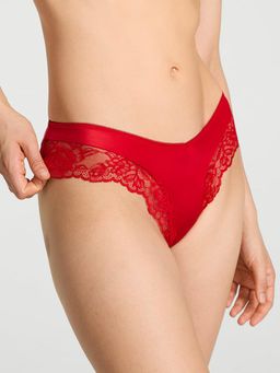 Victoria's Secret - Red Very Sexy Rose Lace Trim High Leg Cheeky Thong