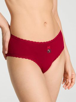 Victoria's Secret - Red Lace Trim Cotton Lace Waist Cheeky Brief