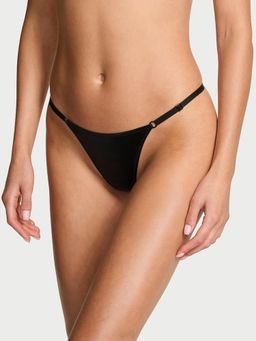 Victoria's Secret - Black Very Sexy Shine Bow Adjustable V String Thong