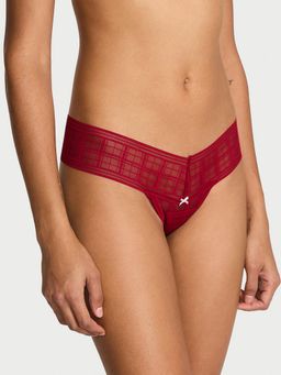Victoria's Secret - Red The Lacie Plaid Lace Thong Panty