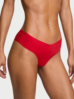Victoria's Secret - Red No Show Plaid Mesh Thong Panty