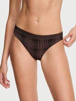 Victoria's Secret - Black Seamless Shimmer Plaid Bikini Panty