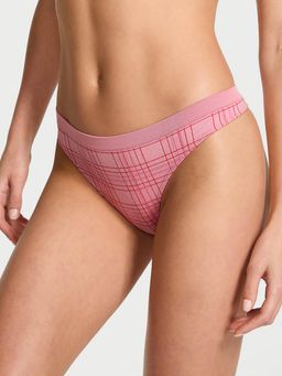 Victoria's Secret - Pink Seamless Shimmer Plaid Thong Panty