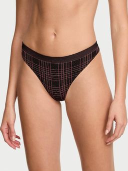 Victoria's Secret - Black Seamless Shimmer Plaid Thong Panty