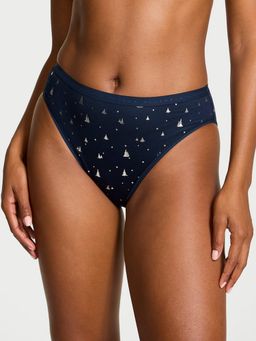 Victoria's Secret - Navy Blue Stretch Cotton High Leg Scoop Thong Panty