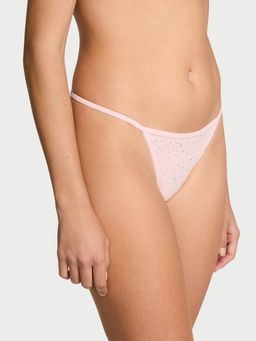 Victoria's Secret - Pink Stretch Cotton Sparkle V String Thong