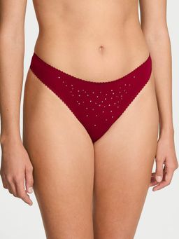 Victoria's Secret - Maroon Stretch Cotton Sparkle High Leg Scoop Thong Panty