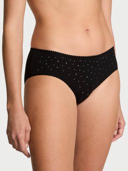 Victoria's Secret - Black Stretch Cotton Sparkle Hiphugger Brief Panty