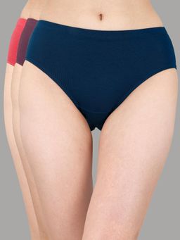 SOIE - Womens High Rise Full Coverage Solid Cotton Stretch Hipsters (Pack Of 3)