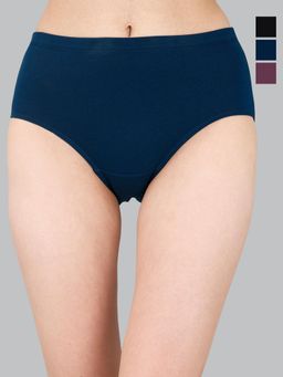 SOIE - Womens High Waist Full Coverage Solid Cotton Briefs (Pack Of 3)