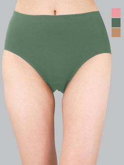 SOIE - Womens High Waist Full Coverage Solid Cotton Briefs (Pack Of 3)