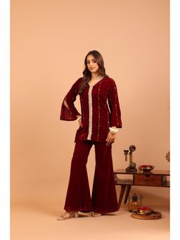 Alaya by Stage3 - Jugni Plum Red Phiran Kurta and Sharara (Set of 2)