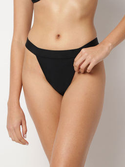 Missguided - Black High Leg Tanga Bikini Bottoms