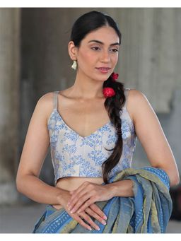 Chidiyaa - Off White Mashru Silk Blouse