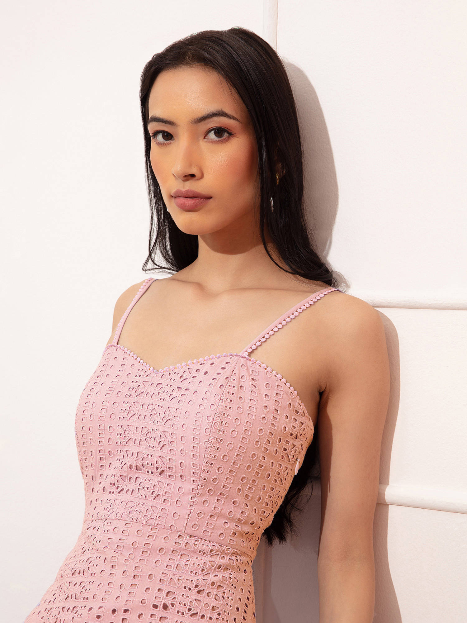 Buy RSVP by Nykaa Fashion Pink Solid Hakoba Flared Mini Dress Online