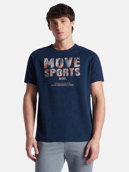 Jockey - Mv0Men Super Combed Cotton Printed Active Wear T-Shirt Navy Blue