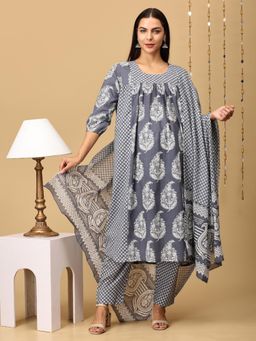 The Mom Store - Naval Nirvana Maternity and Nursing Kurta with Pant and Dupatta (Set of 3)