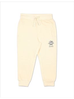 U.S. POLO ASSN. - Boys Beige Elasticised Waist Brand Print Joggers