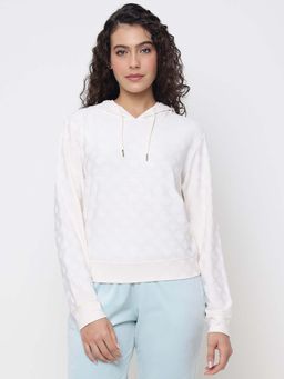 Guess - Monica Jacquard Angel Peony Textured Logo Hooded Neck Regular Fit Hoodie