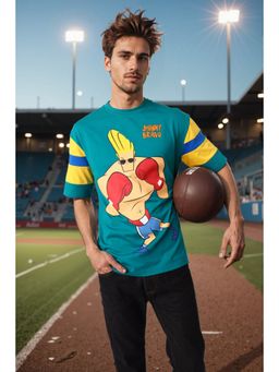 The Indian Garage Co - Men Boxy Fit Johnny Bravo Printed Crew Neck T-Shirt