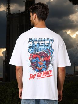 The Indian Garage Co - Men Boxy Fit Superman Printed Crew Neck T-Shirt