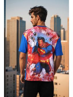 The Indian Garage Co - Men Boxy Fit Superman Printed Crew Neck T-Shirt