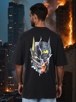 The Indian Garage Co - Men Oversized Fit Batman Printed Crew Neck T-Shirt