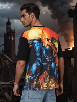 The Indian Garage Co - Men Boxy Fit Batman Printed Crew Neck T-Shirt