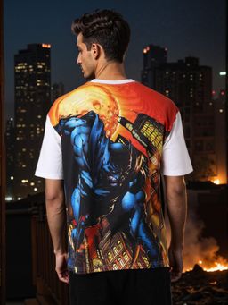 The Indian Garage Co - Men Boxy Fit Batman Printed Crew Neck T-Shirt