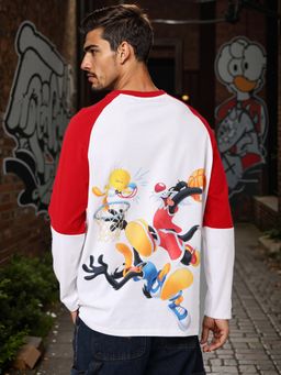 The Indian Garage Co - Men Oversized Fit Looney Tunes Printed Crew Neck T-Shirt