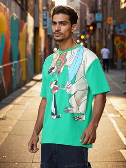 The Indian Garage Co - Men Boxy Fit Looney Tunes Printed Crew Neck T-Shirt